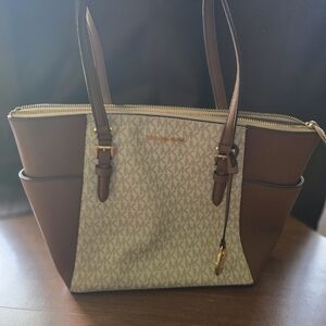 Michael Kors Signature Brown and Cream Tote